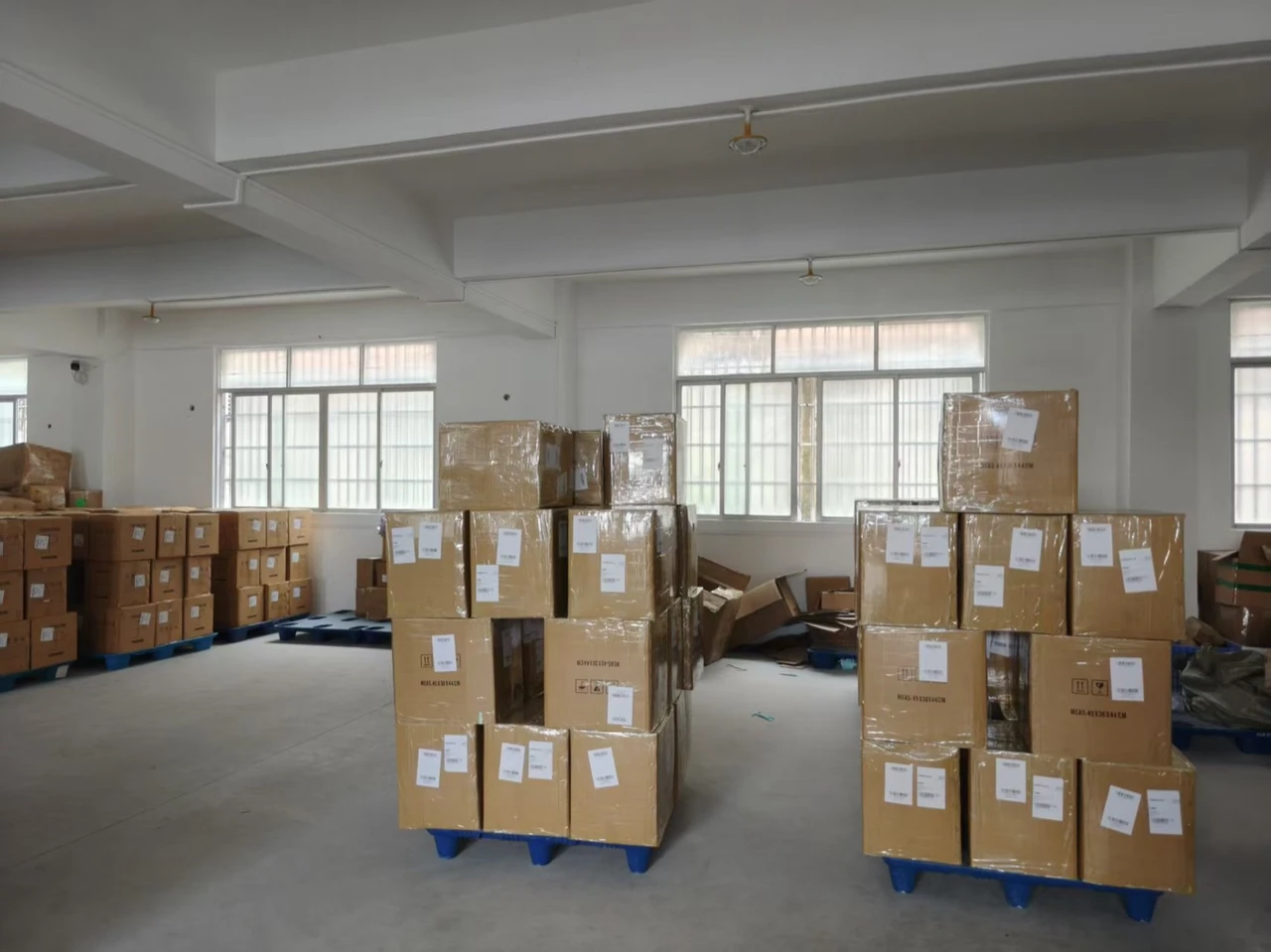 Palletized cartons in Haishun warehouse storage
